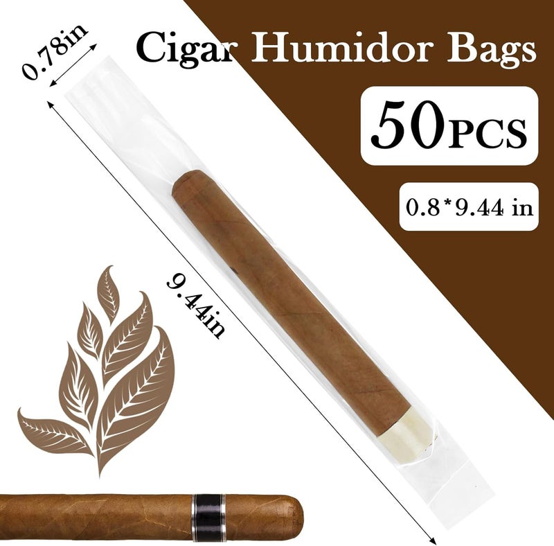 OGABEL Cigar Bags Cellophane 50pcs,Cigar Cellophane Humidor Bag For Cigar Ring diameter 52-56, 9.4” x 0.78” Reusable Travel Cigar Storage Bags,Portable Cigar Storage Bags for Storing Packing Cigars - Image 2